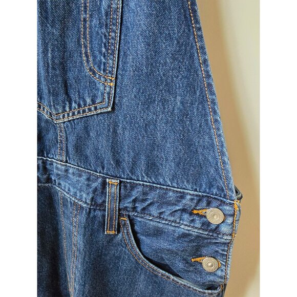 Free People Levi's Medium Blue Straight Leg Denim Overalls Size Medium 29 30 - Picture 7 of 9